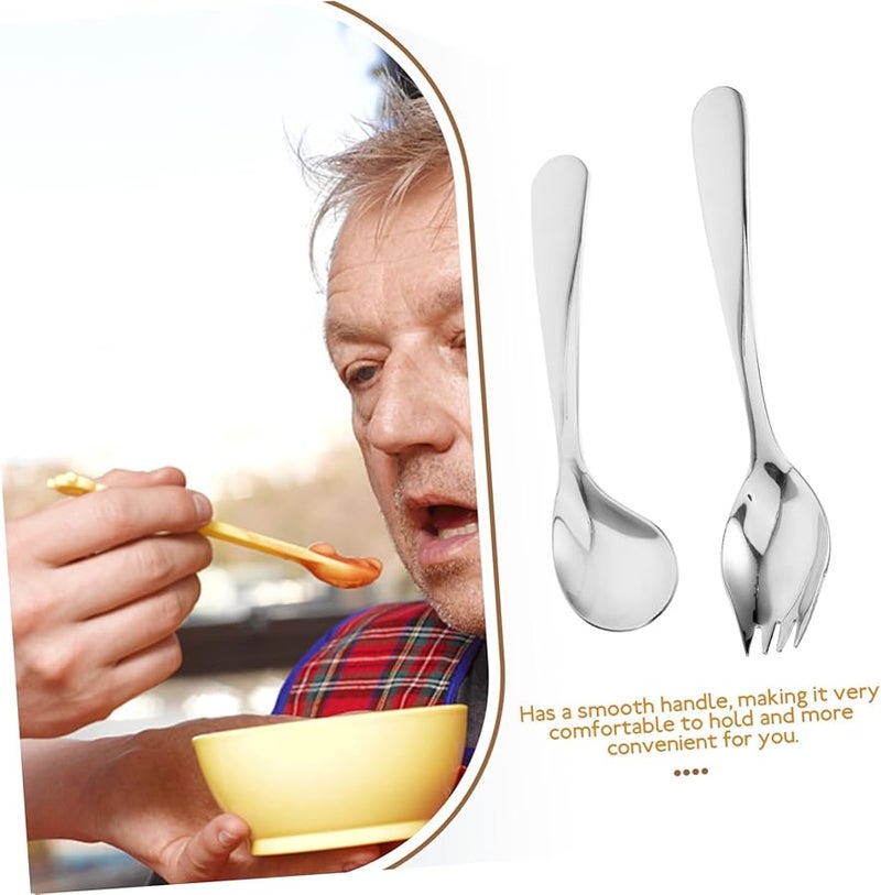 Stainless Steel Angled Spoon for Elderly Patient Feeding Assist Utensil Comfortable Handle - Image 4